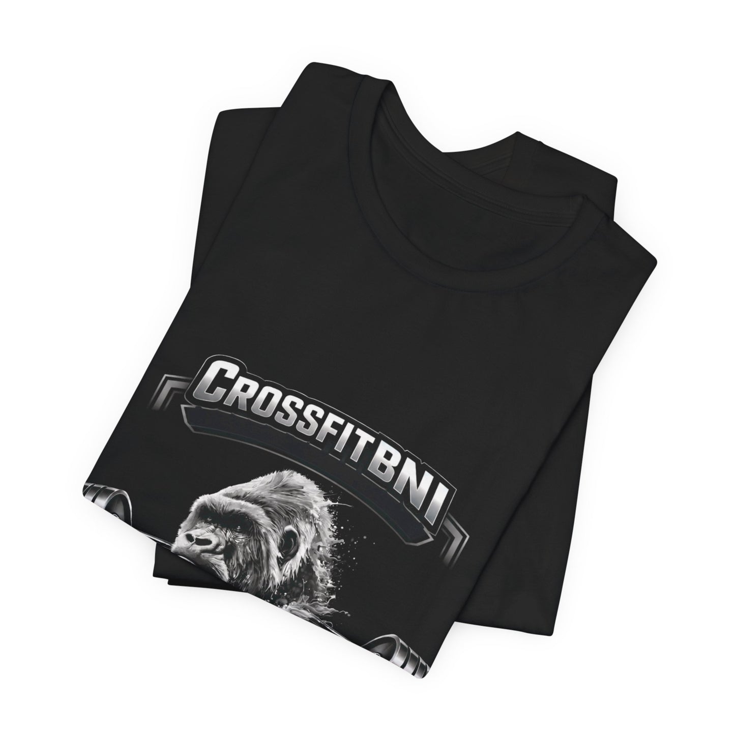 CrossFit BNI Silverbacks T‑Shirt — Weightlifting Gym Tee with Gorilla Barbell Design