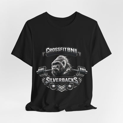 CrossFit BNI Silverbacks T‑Shirt — Weightlifting Gym Tee with Gorilla Barbell Design