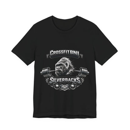 CrossFit BNI Silverbacks T‑Shirt — Weightlifting Gym Tee with Gorilla Barbell Design