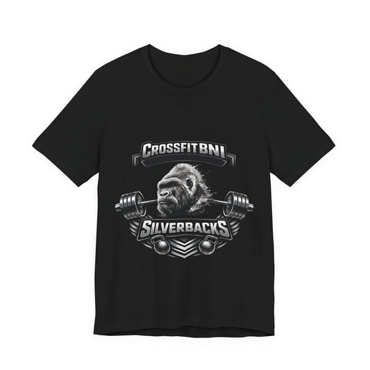 CrossFit BNI Silverbacks T‑Shirt — Weightlifting Gym Tee with Gorilla Barbell Design